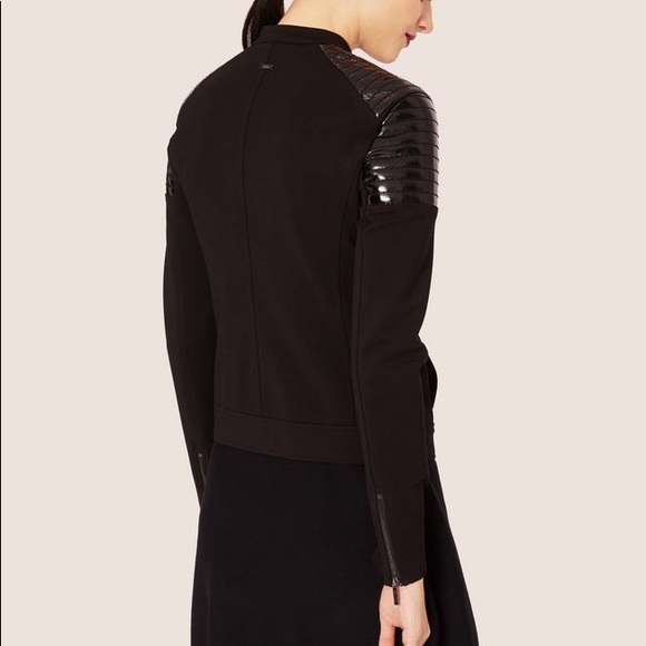 ARMANI EXCHANGE CHANNEL-QUILTED PATENT MOTO JACKET - Picture 5 of 8